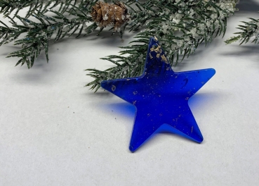 Acrylstern blau mit Goldsprenkel